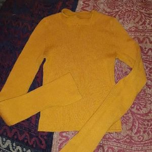 Gold Shirt Ribbed Tight Fitted long sleeved